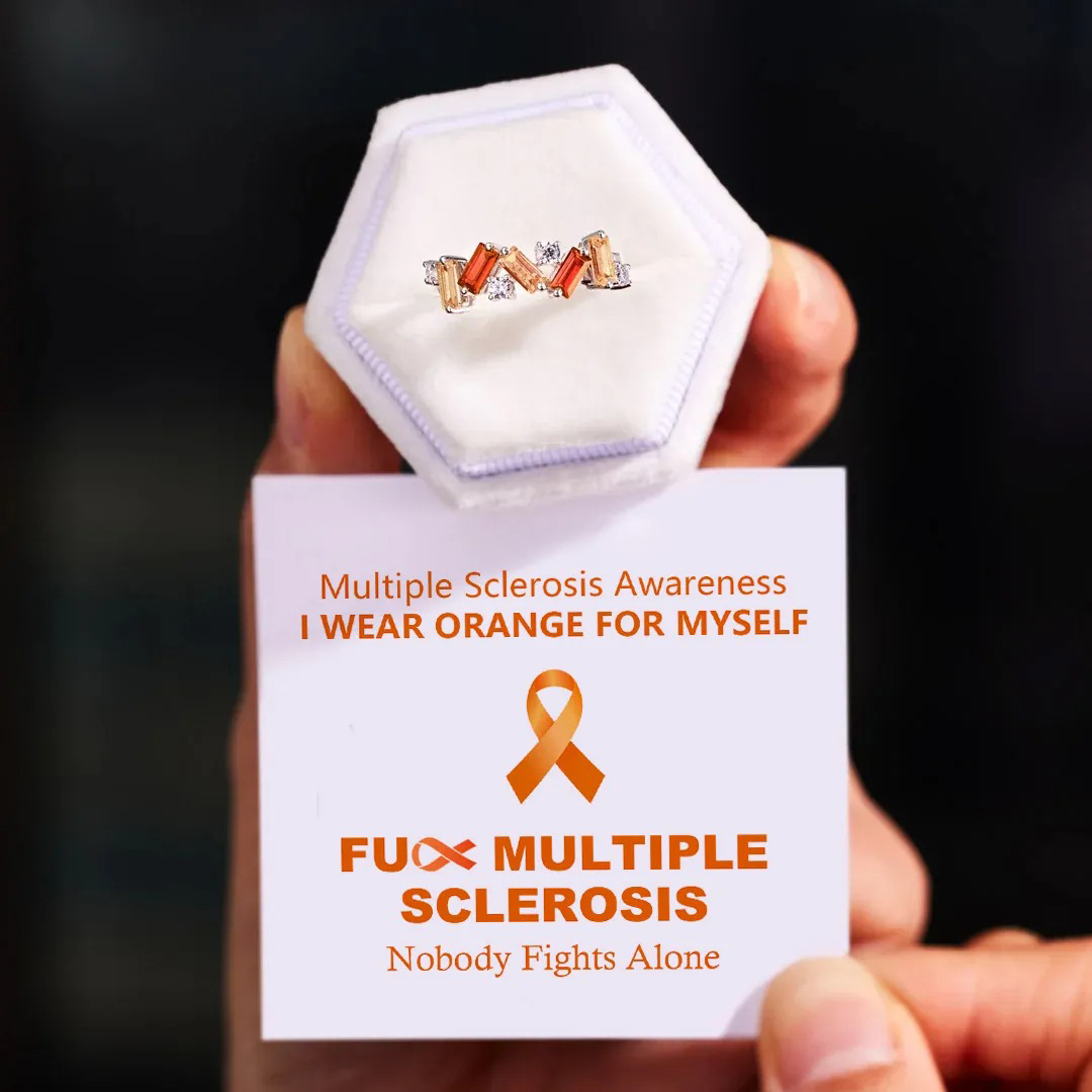 S925 Multiple Sclerosis Awareness Orange Broken Ring