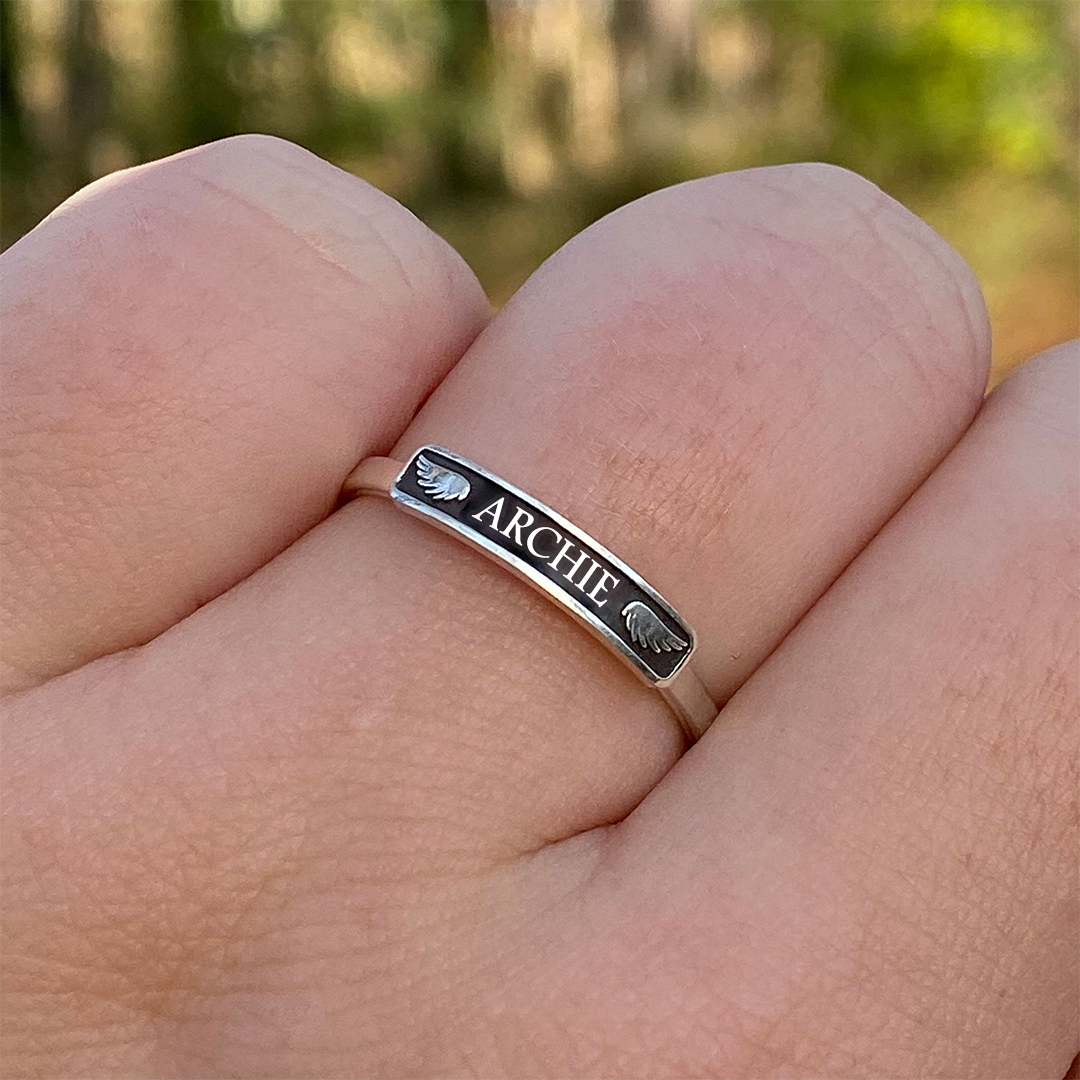 S925 I’M A Mother To A Son With Wings Custom Name Ring