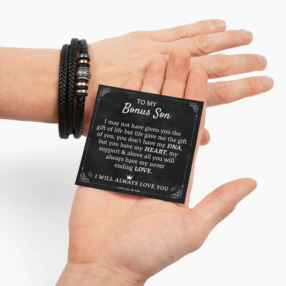 To My Bonus Son - I Will Always Love You Vegan Leather Bracelet