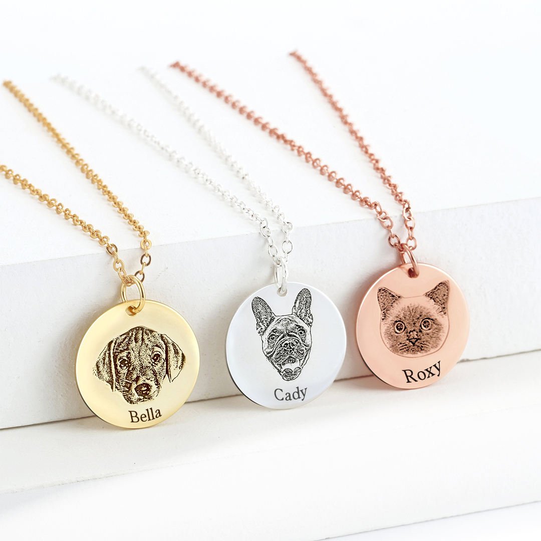 I crossed the rainbow bridge-Custom Pet Face and Name Portrait Necklace