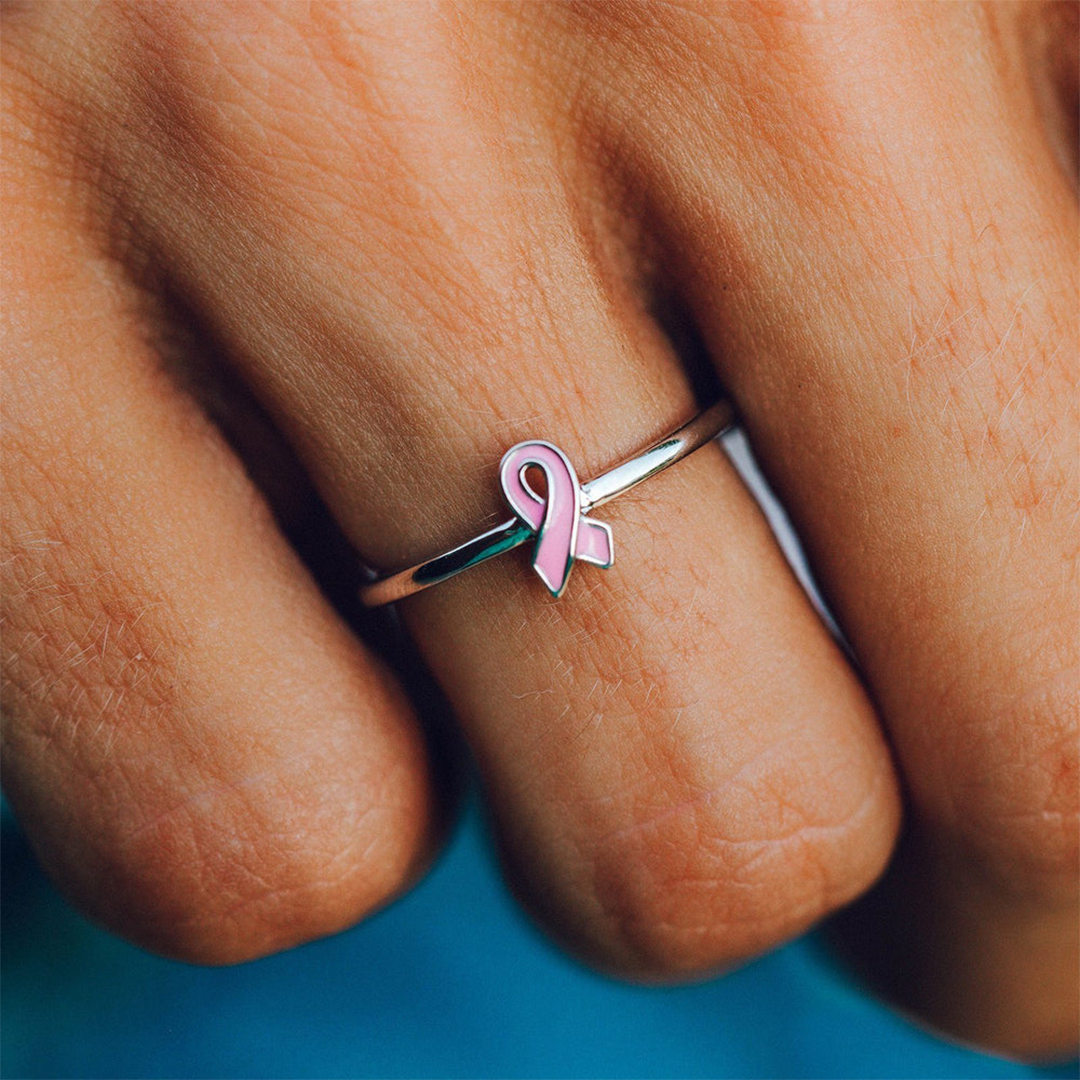 Breast Cancer Awareness- Pink ribbon thin Ring