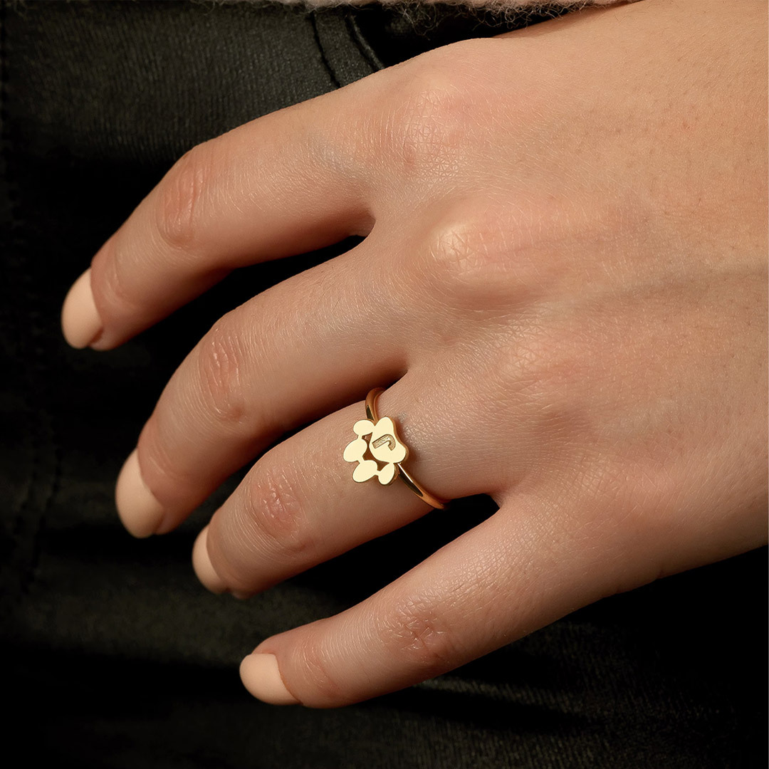 To My Furbaby in Heaven -Paw Print Ring Custom pet initials Ring