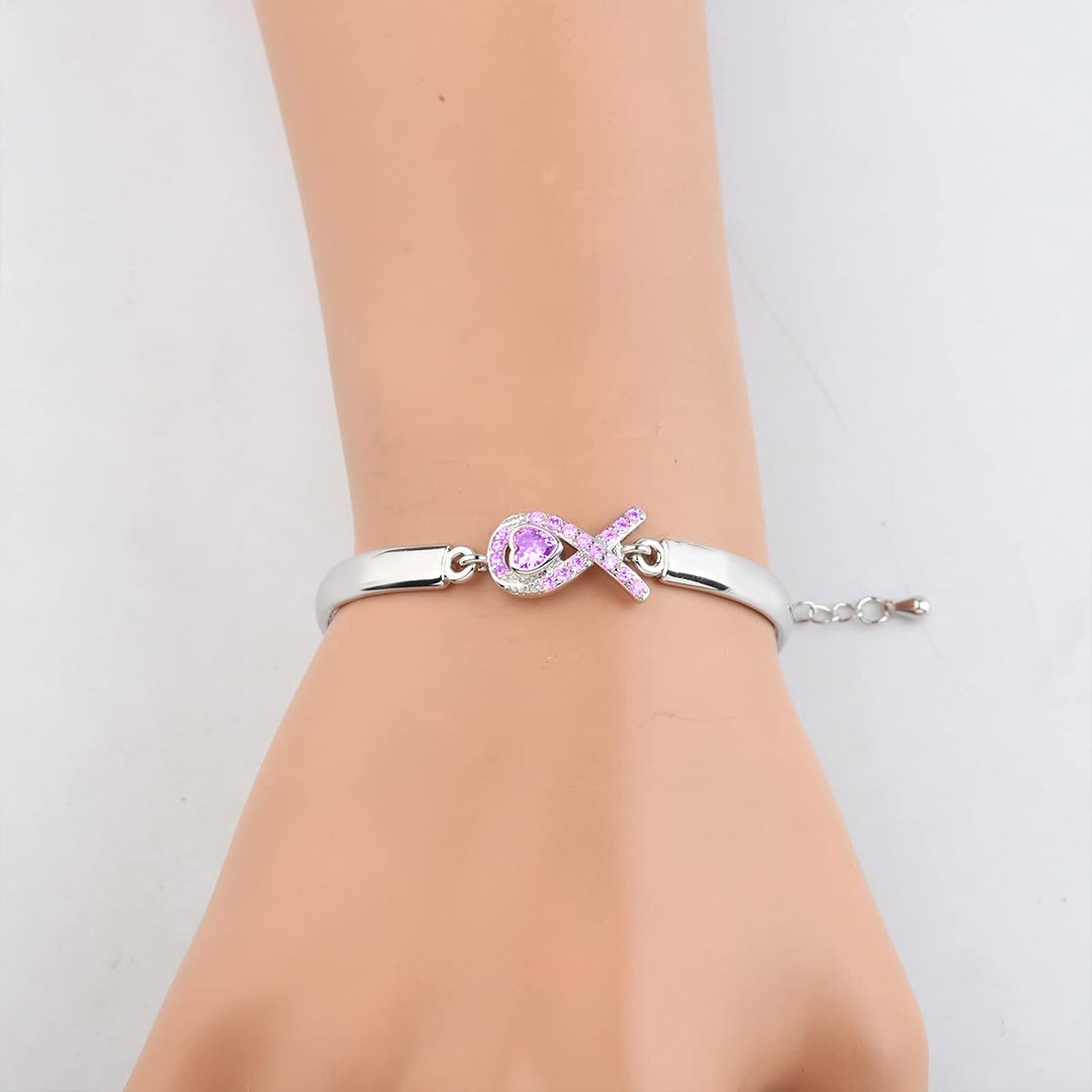 Alzheimer dementia awareness Purple Heart Ribbon Bracelet
