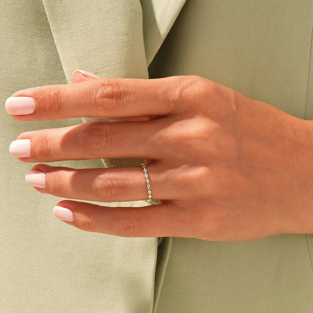 Ovarian Cancer Awareness-Cyan Diamond Thin Ring