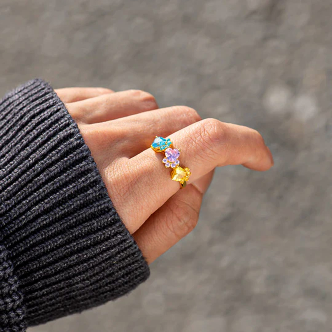 A girl and her dogs-The Dogmother Dog Paws 1-5 Birthstones Ring