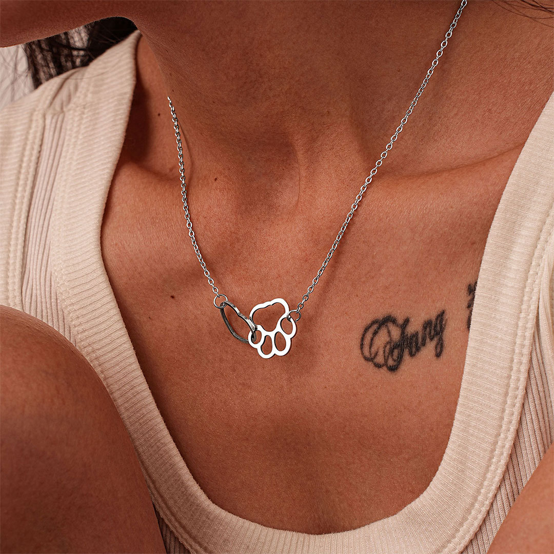 To My Furbaby in Heaven Paw Print Love Heart Necklace