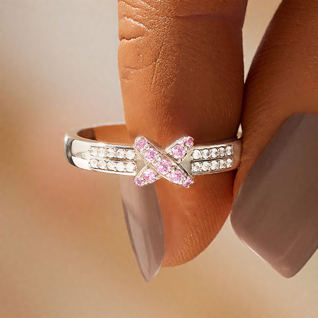 Breast Cancer Awareness-Pink Diamond Adjustable Ring