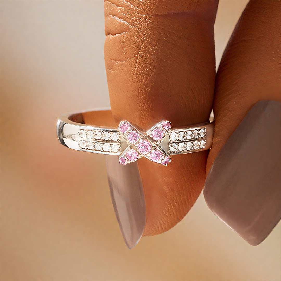 Breast Cancer Awareness-Pink Diamond Adjustable Ring