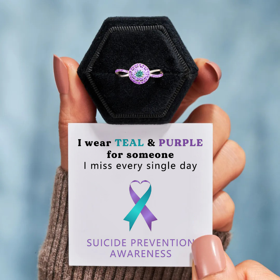 Suicide Prevention Awareness-Teal And Purple Circle Ring