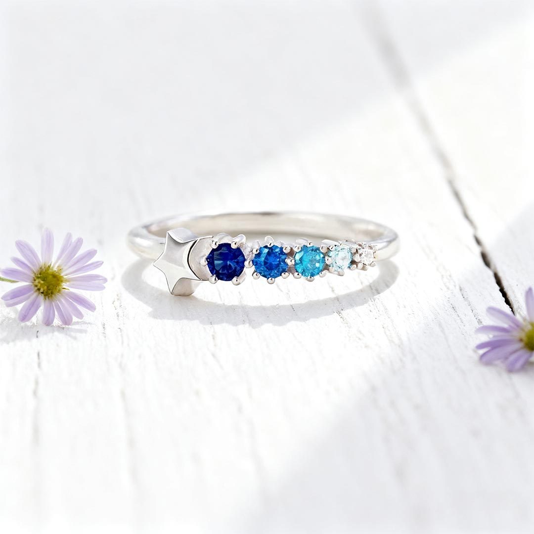 Autism Awareness-Gradient Blue Star Ring