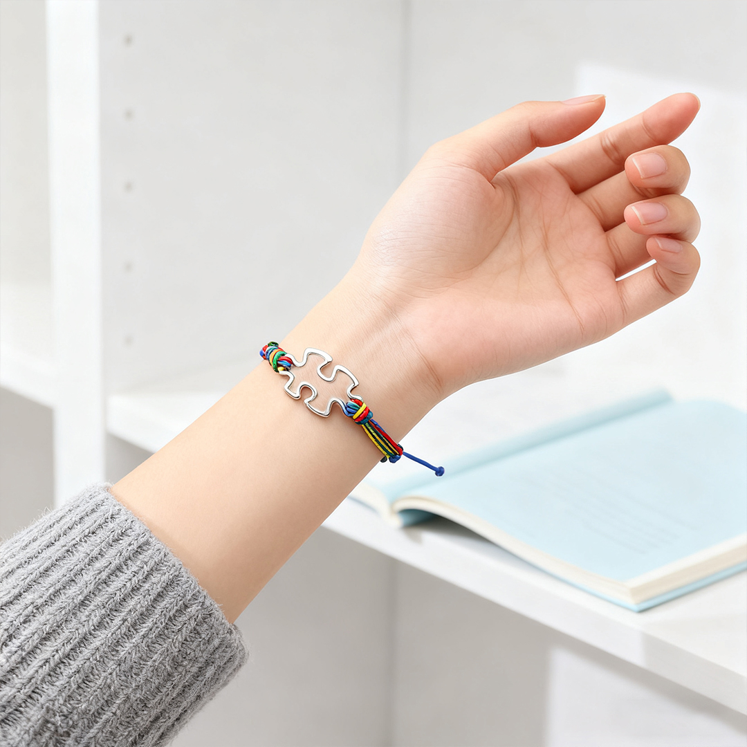 Autism Awarenss-Puzzle Colorful Braided Bracelet