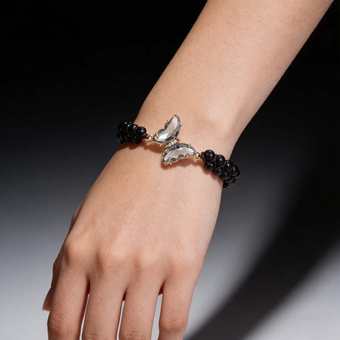 For Memory-Crystal Butterfly Woven Bracelet