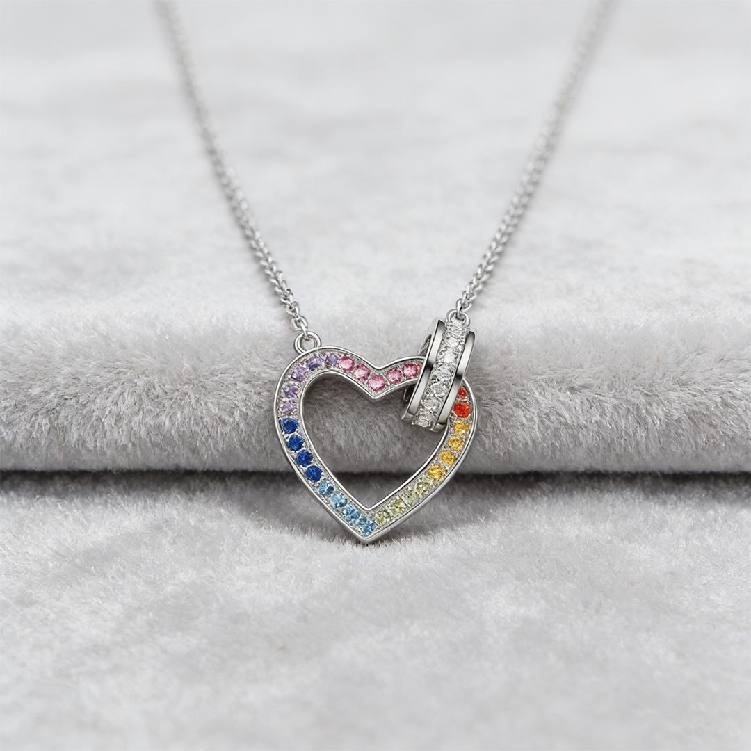 Autism Awareness-Colorful Heart-Link Circle Necklace