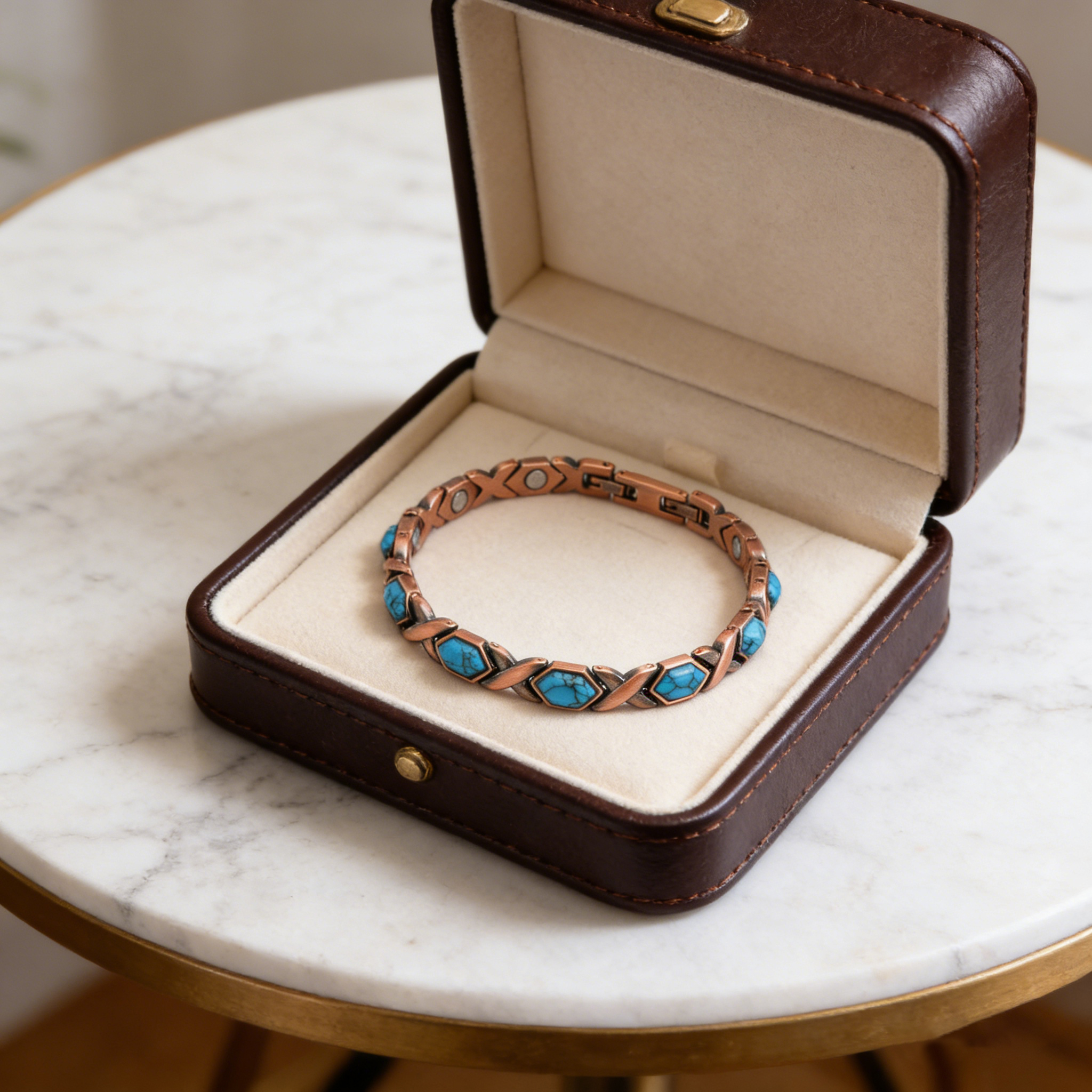 Colorectal Cancer Awareness-Blue Turquoise Copper Bracelet