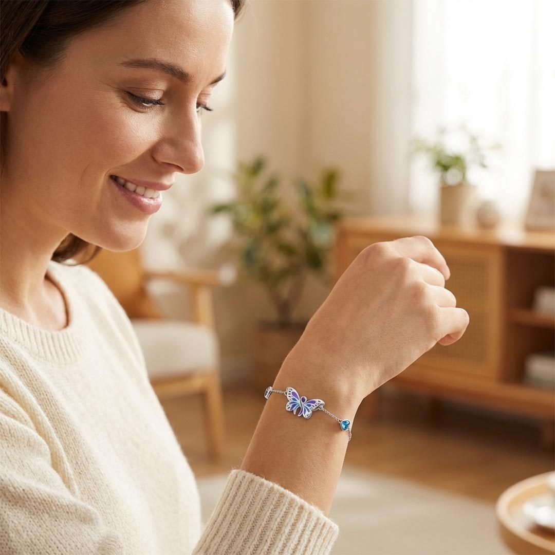 Suicide Prevention Awareness-Butterfly Purple Blue Ribbon Bracelet