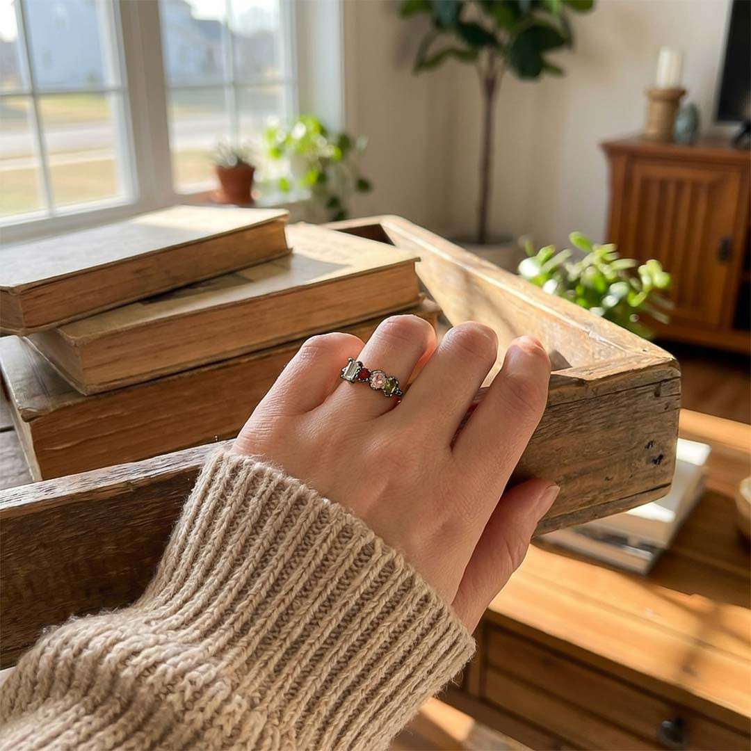 Irregular Birthstone Mother's Ring