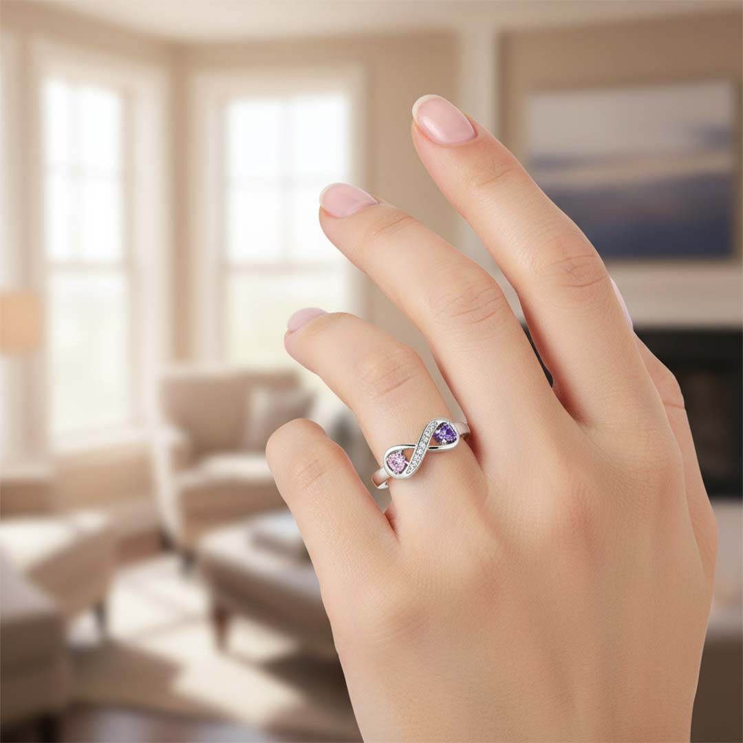 Mother&Daughter-Infinity Two Birthstone Ring