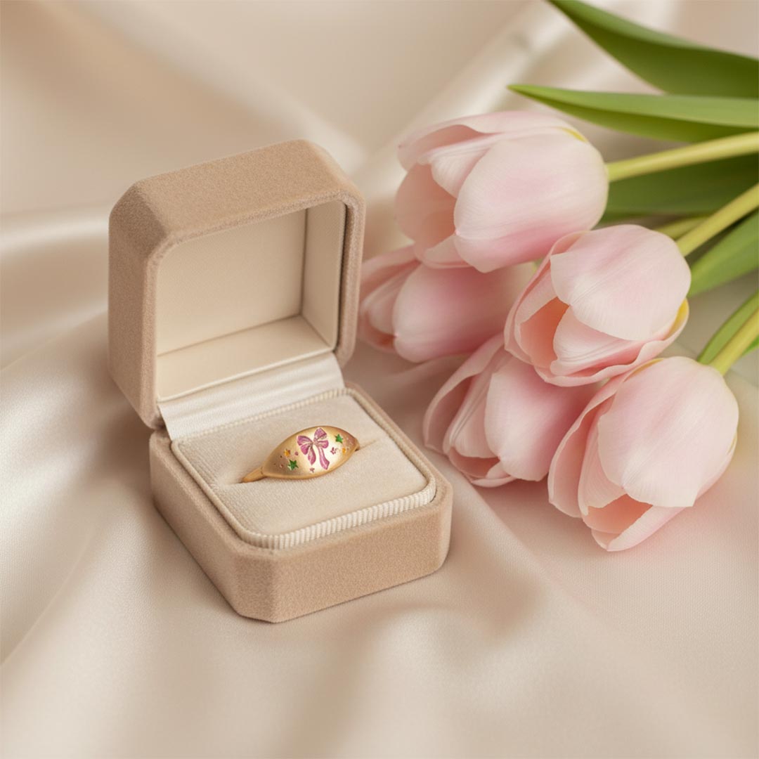 Breast Cancer Awareness-Pink Ribbon Print Ring