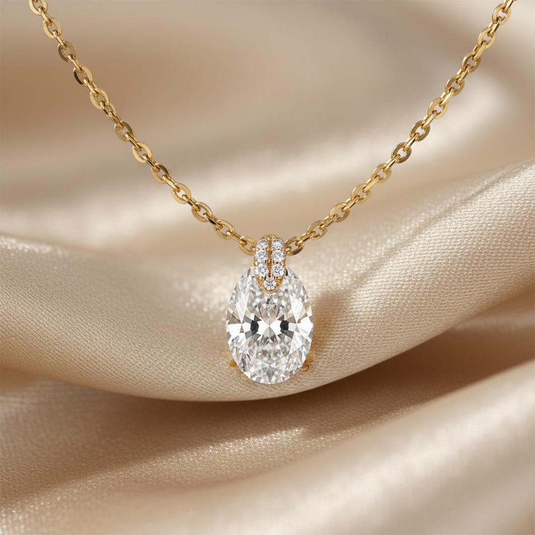The "Never Alone" Oval Crystal Pendant Necklace