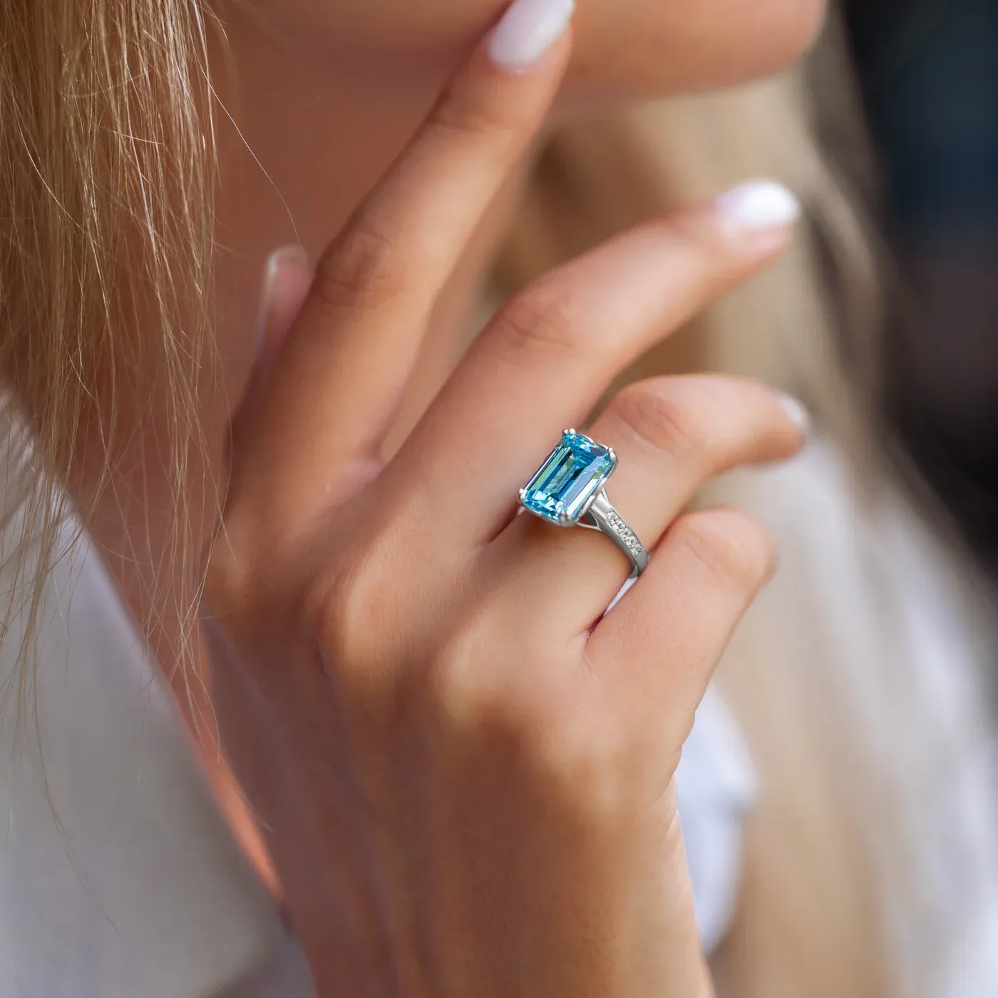 For Memorial - S925 Emerald Cut Diamond Ring