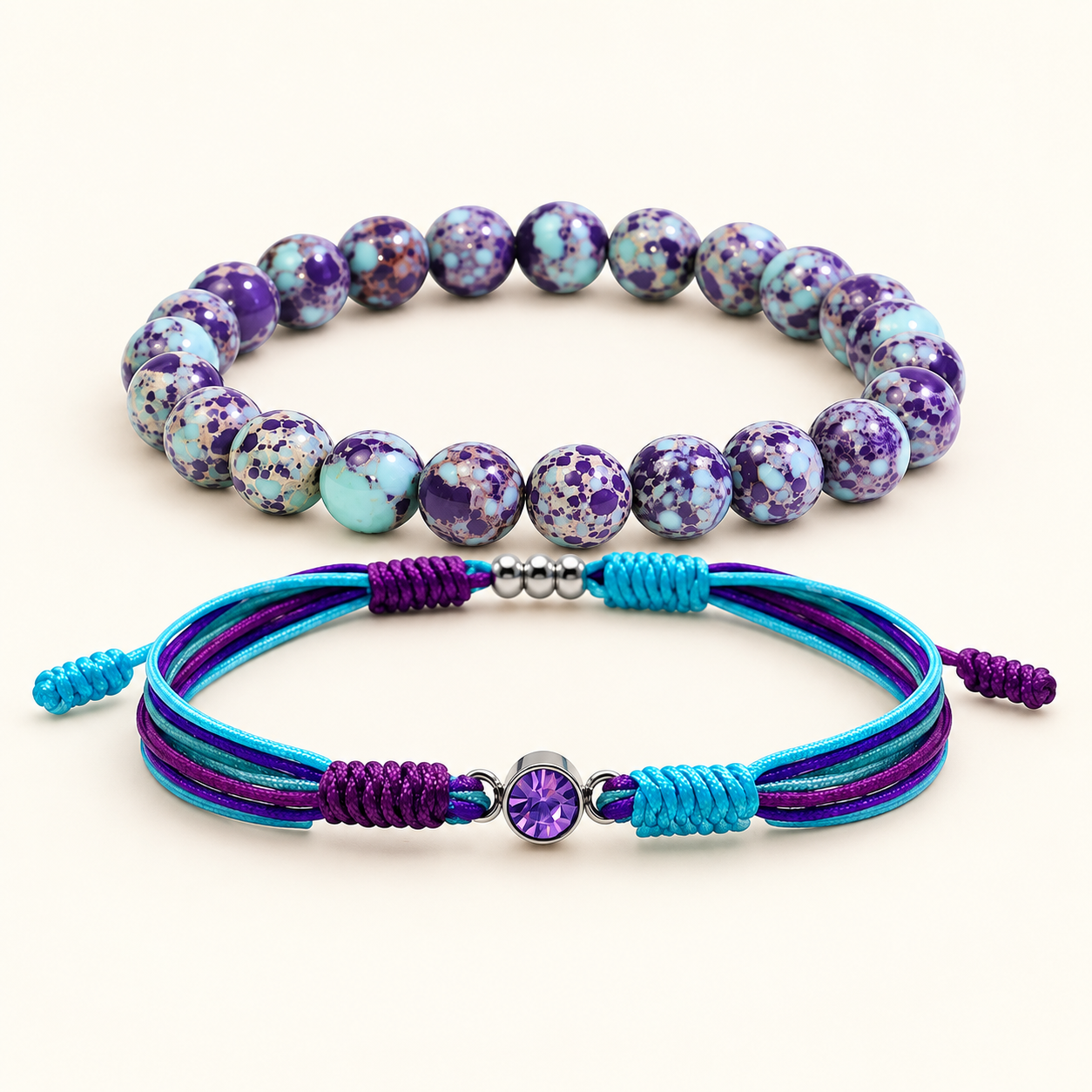 SUICIDE PREVENTION AWARENESS Diamond Cord Bracelet Set