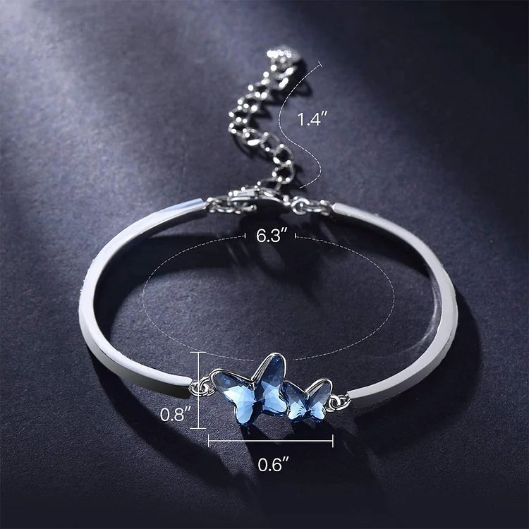 For Memory - They Never Go Away Blue Butterfly Crystal Bracelet