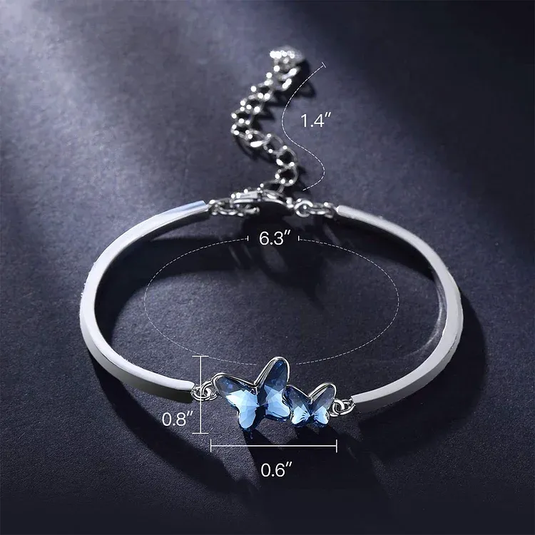 For Memory - They Never Go Away Blue Butterfly Crystal Bracelet
