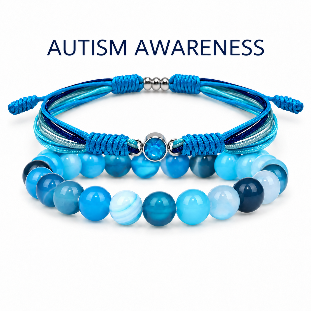 Autism Awareness Blue Diamond Bracelet Set