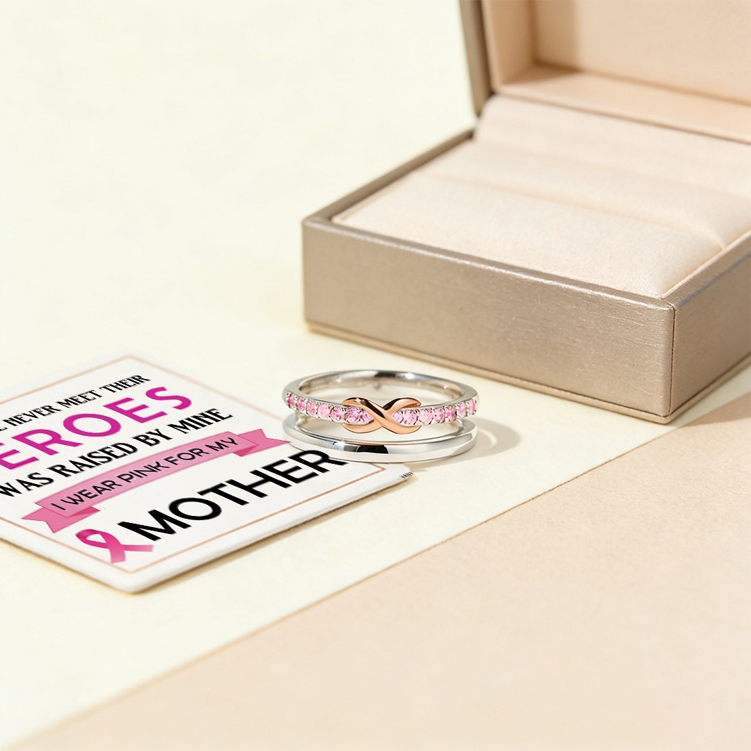 Breast Cancer Awareness-Double Layer Pink Infinity Ring