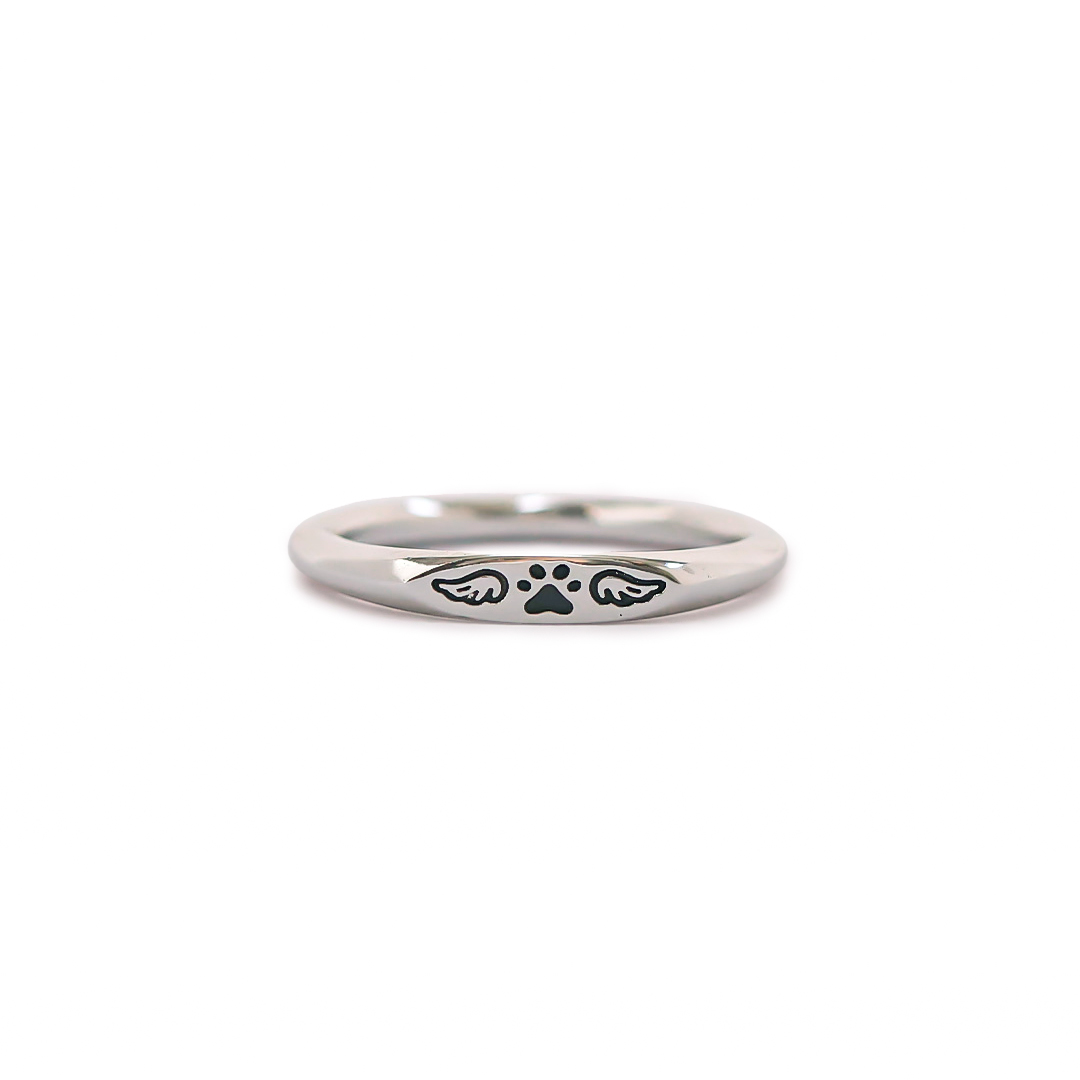 FOR MEMORIAL - My Four-legged Angel is Always Near By Tiny Paw With Wings Ring