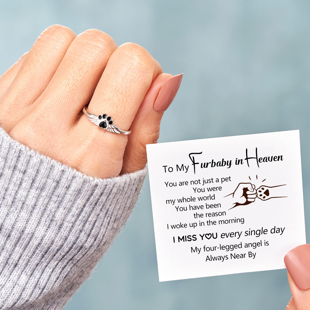 "Angel's Companion"-My Four Legged Angel Is Always Near By Paw Wing Ring