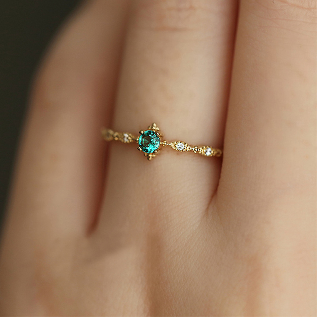 It's OK To Not Be OK Emerald Dainty Ring