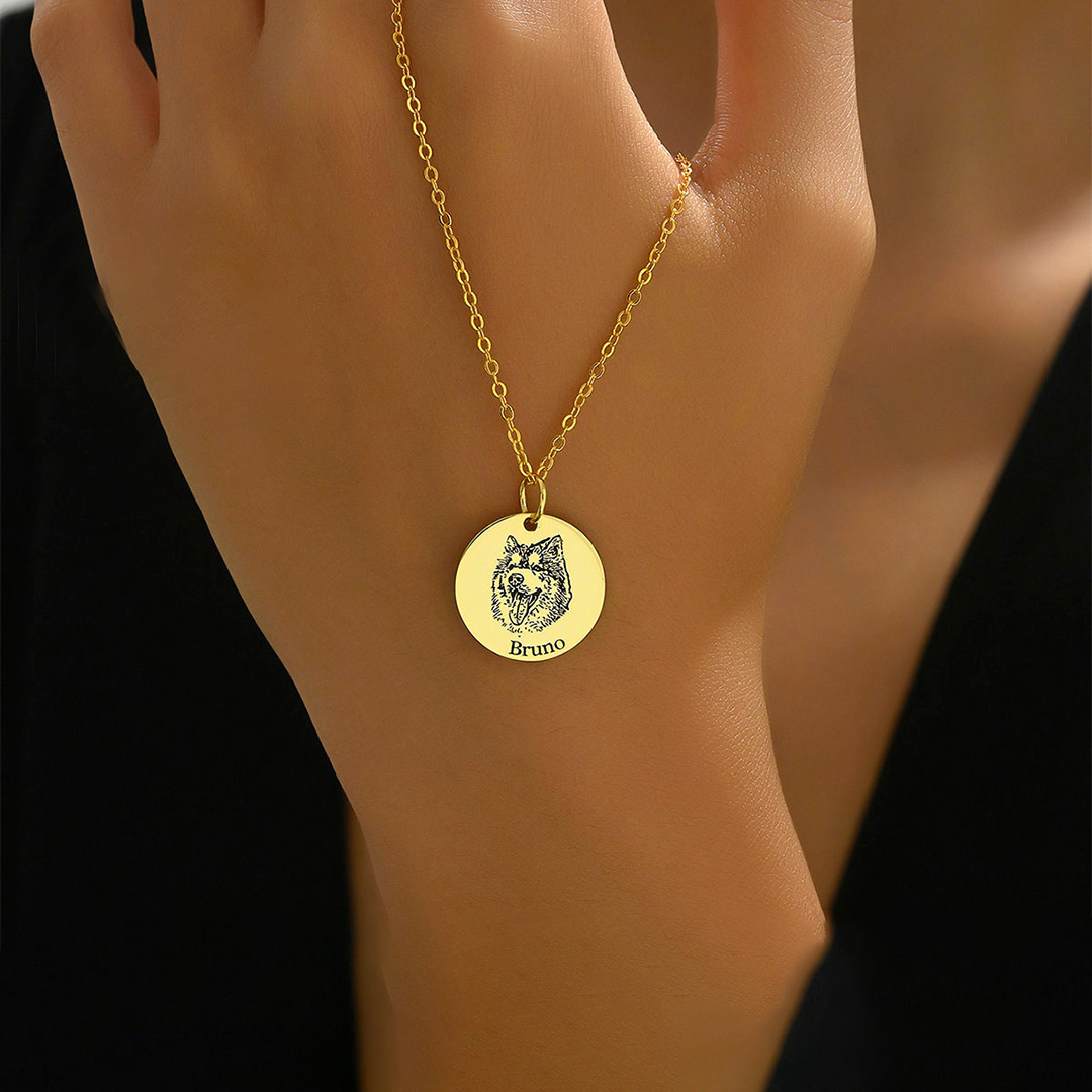 I crossed the rainbow bridge-Custom Pet Face and Name Portrait Necklace