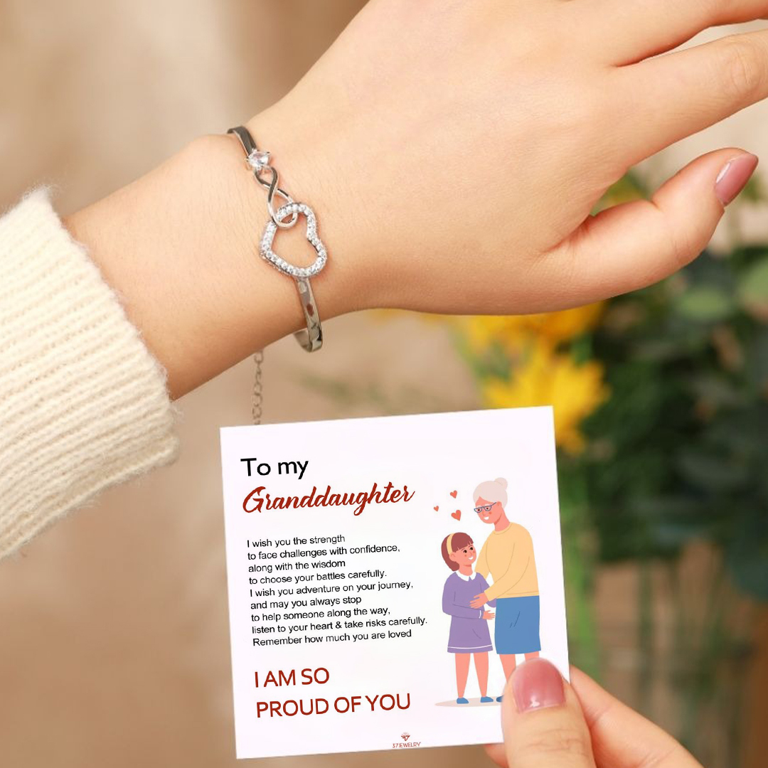 To My Granddaughter - S925 Linked Together Forever Heart Infinite Heart Bracelet
