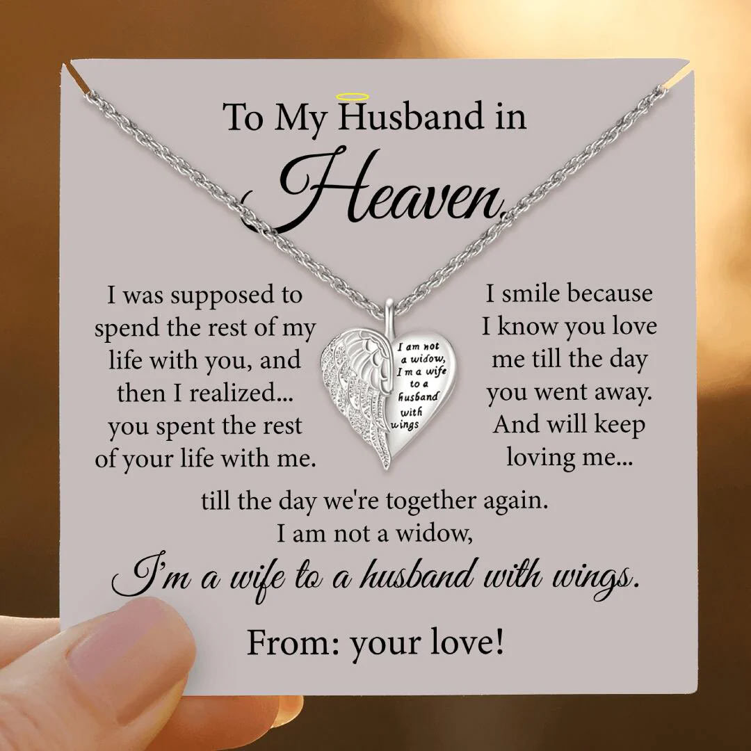 To My Husband in Heaven- Love Wings Engraved Necklace