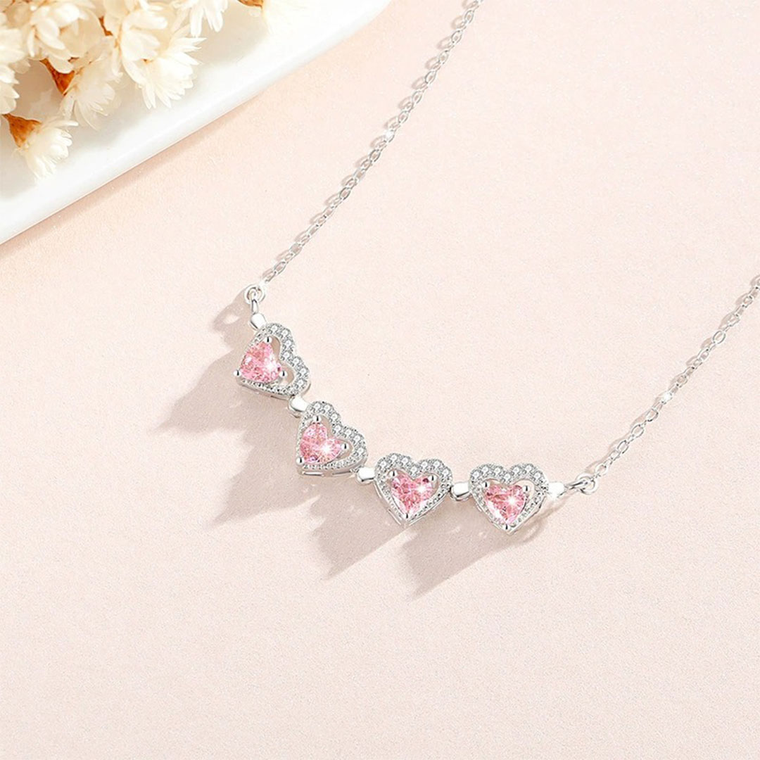 Breast Cancer Awareness-Pink Diamond Four-Leaf Clover Necklace