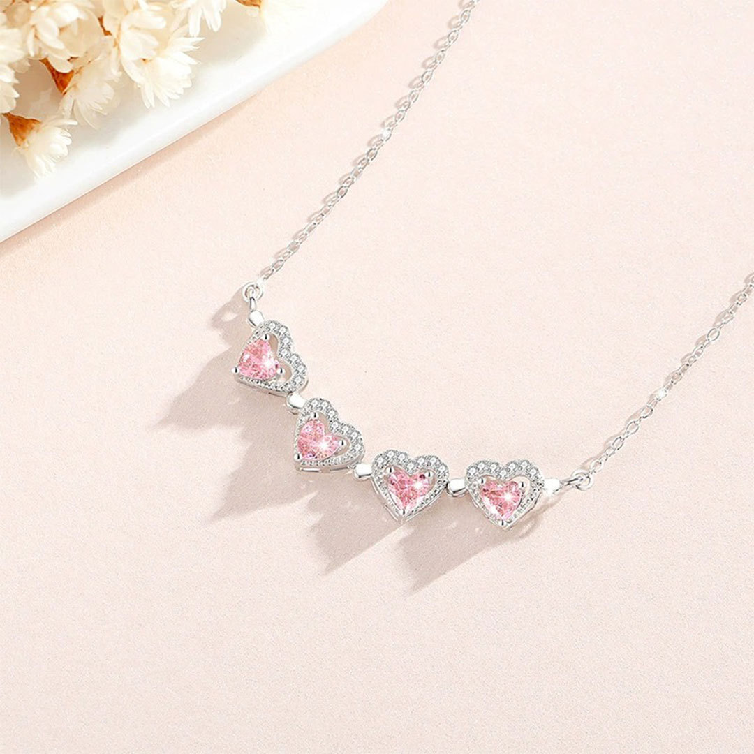 Breast Cancer Awareness-Pink Diamond Four-Leaf Clover Necklace