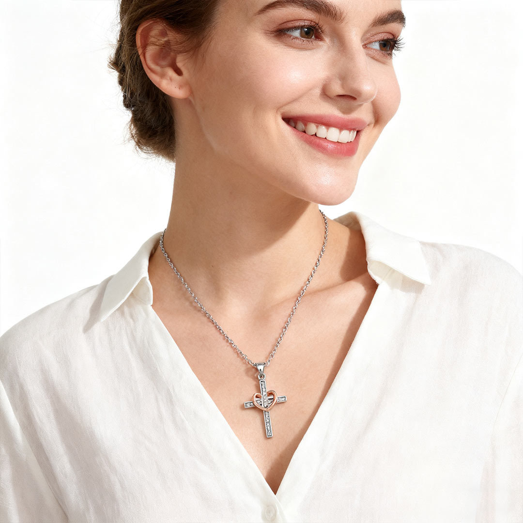 For Memorial-Missing You Always Cross Heart Necklace