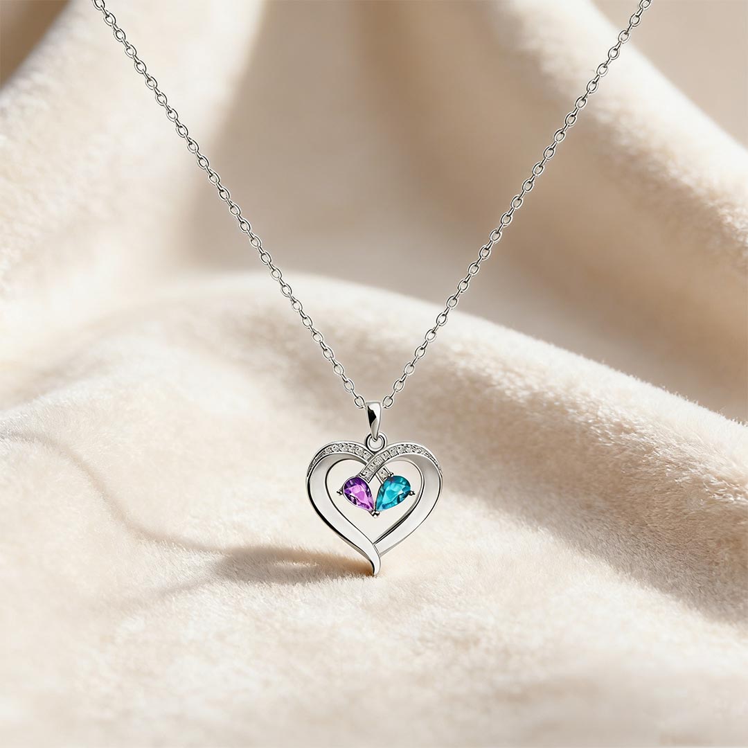 Suicide Prevention Awarness-Purple Blue Diamond Heart Necklace