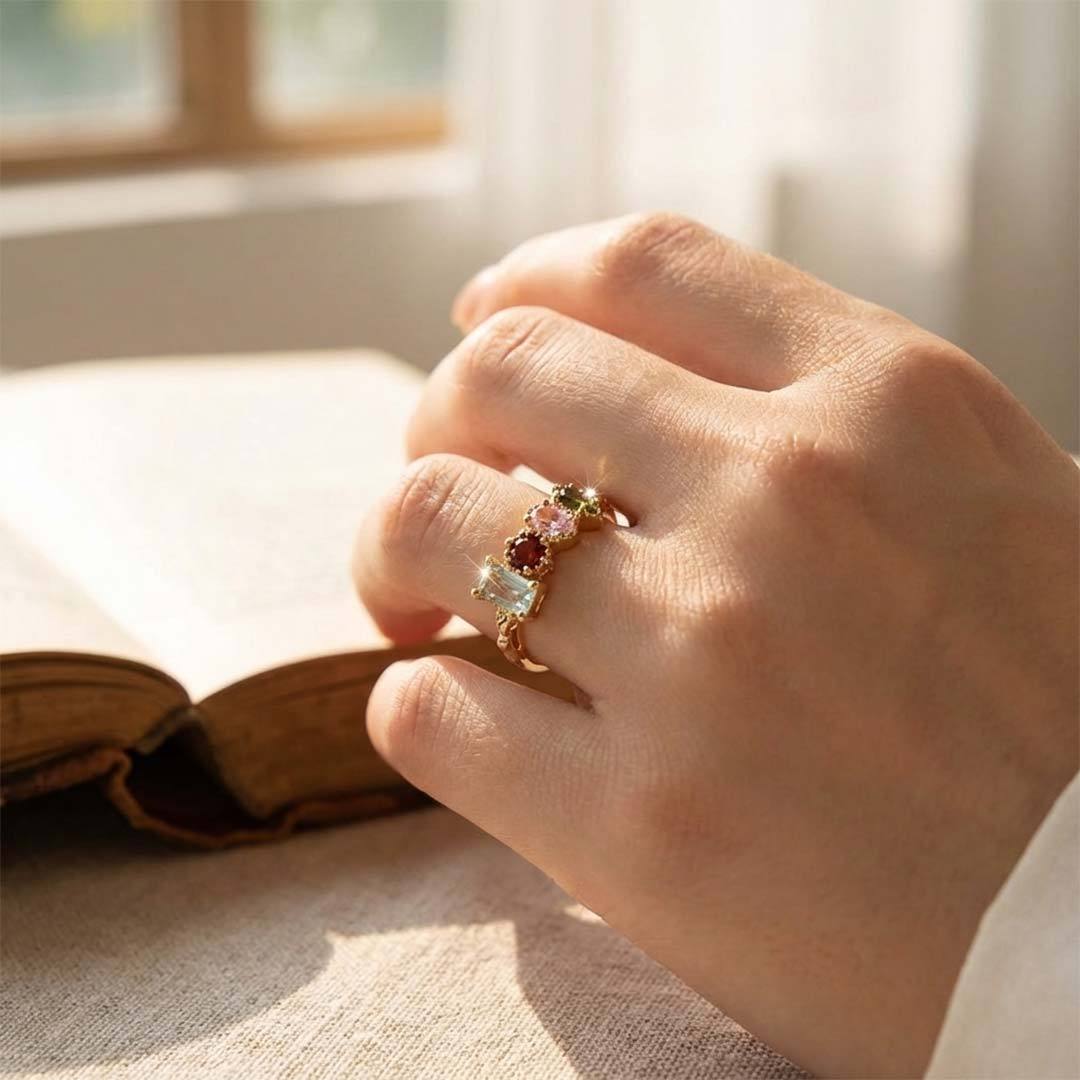 Irregular Birthstone Mother's Ring