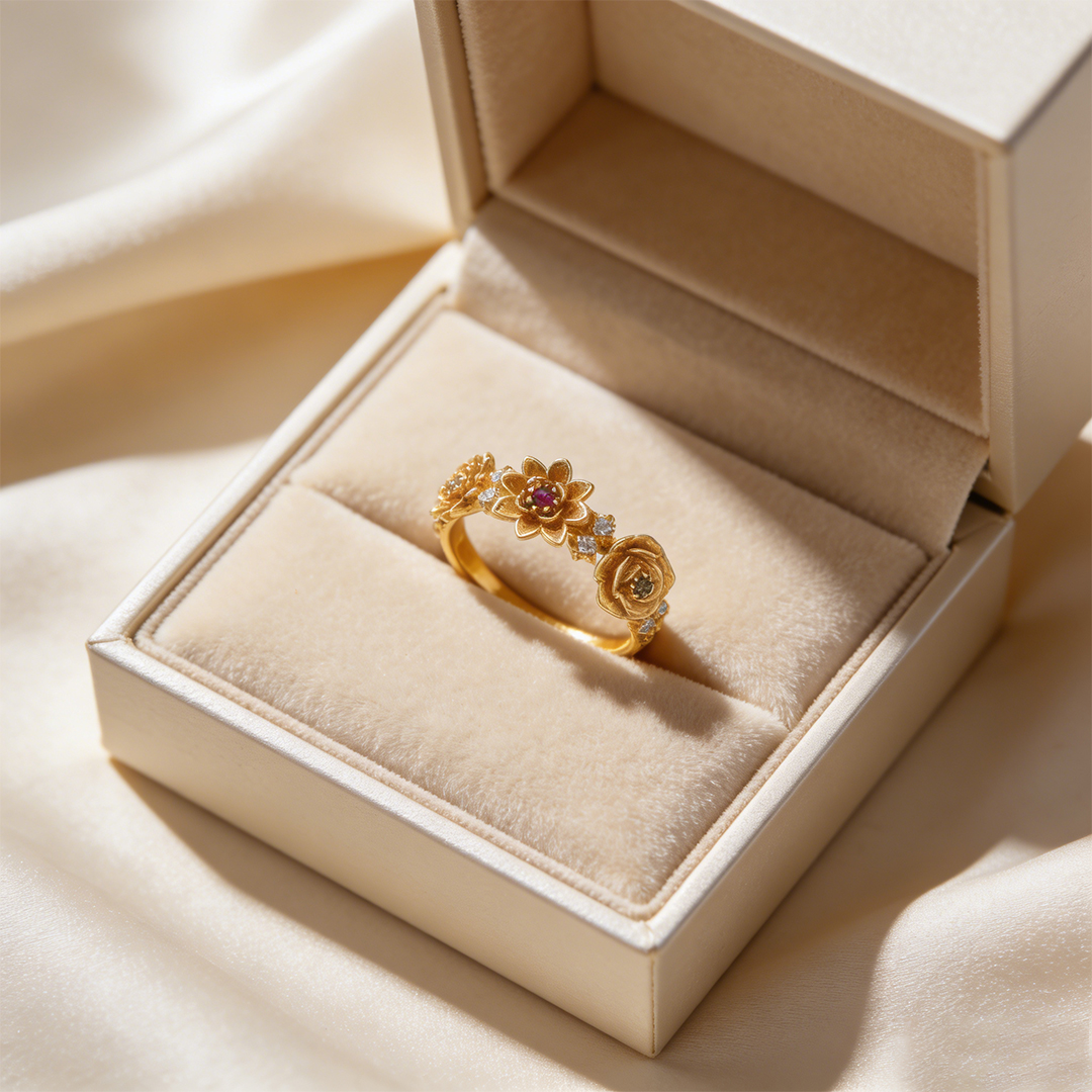 For Mom-3D Birth Flower Personalized Ring