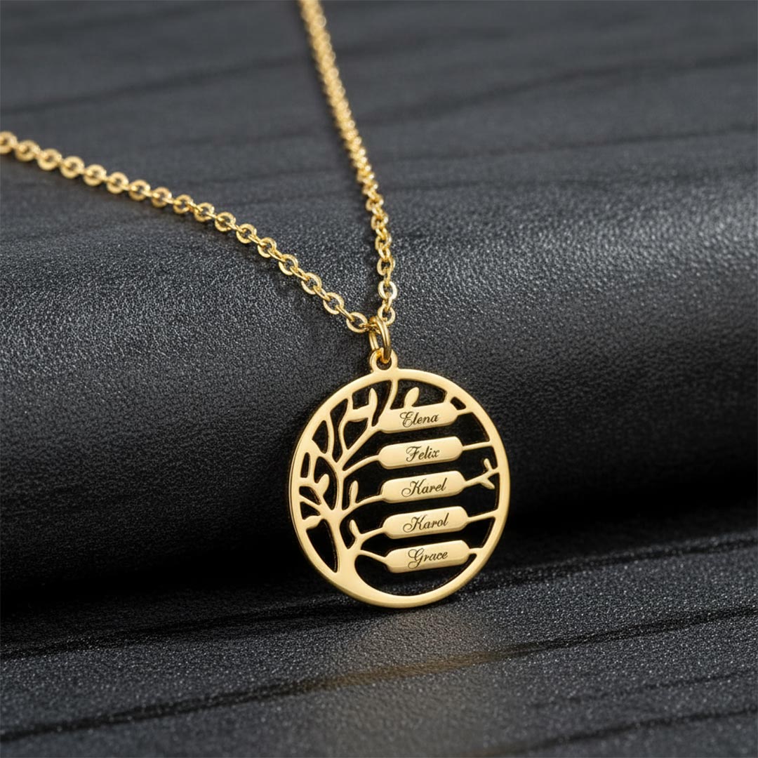 Tree of Life Horizontal Bar Name Custom Necklace