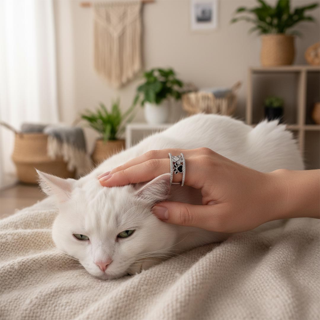 For Memorial-Black Claw Print Double-Bar Open Ring