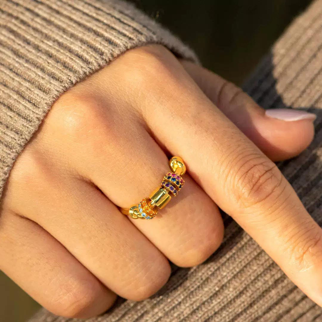 Mental Health-Colorful Bead Spinner Ring