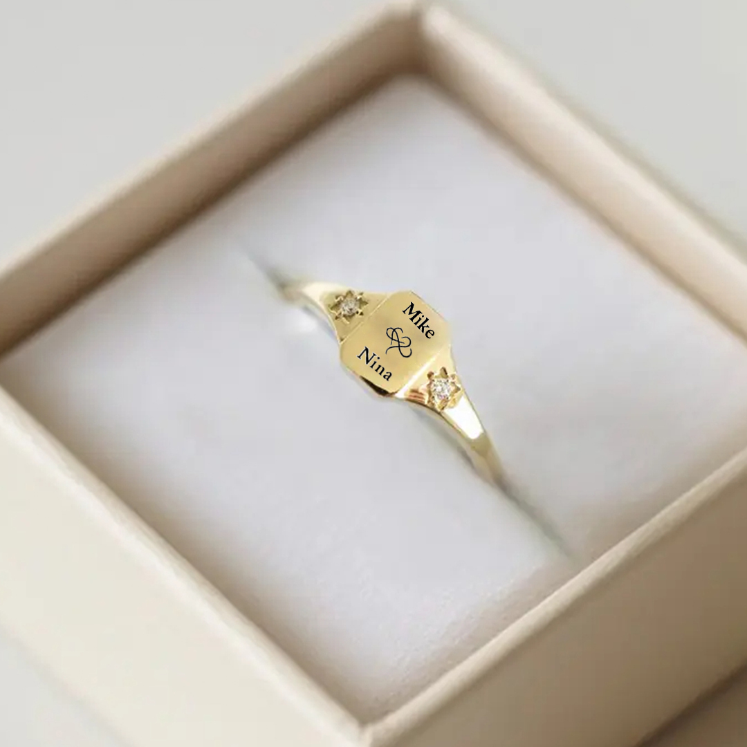 For Love - S925 Name And Birthstone Custom Ring