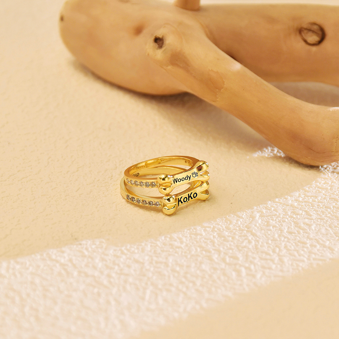Personalized Dog Bone Shaped Ring