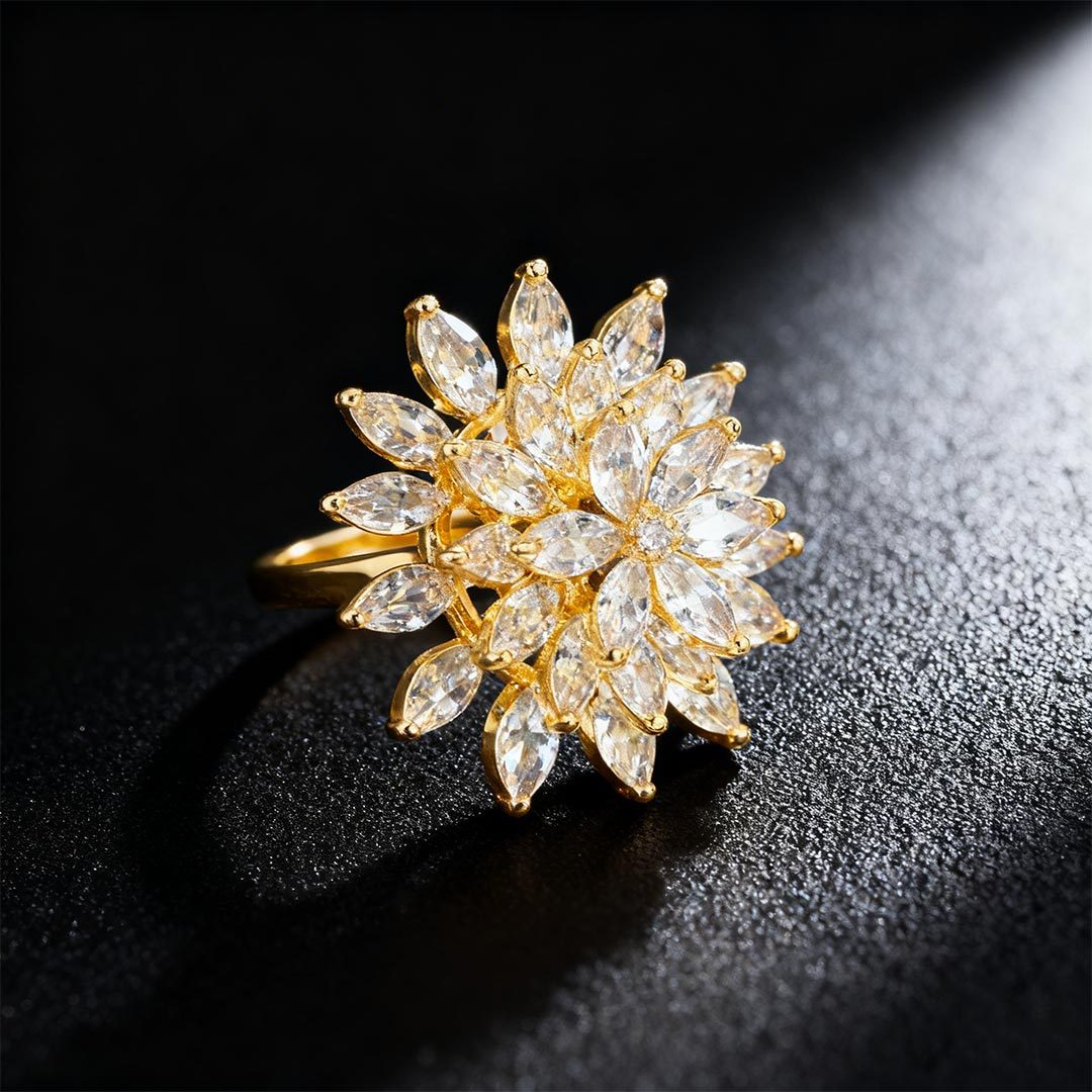 Fuck It and Begin Again-Rotating Snow Lotus Open Ring