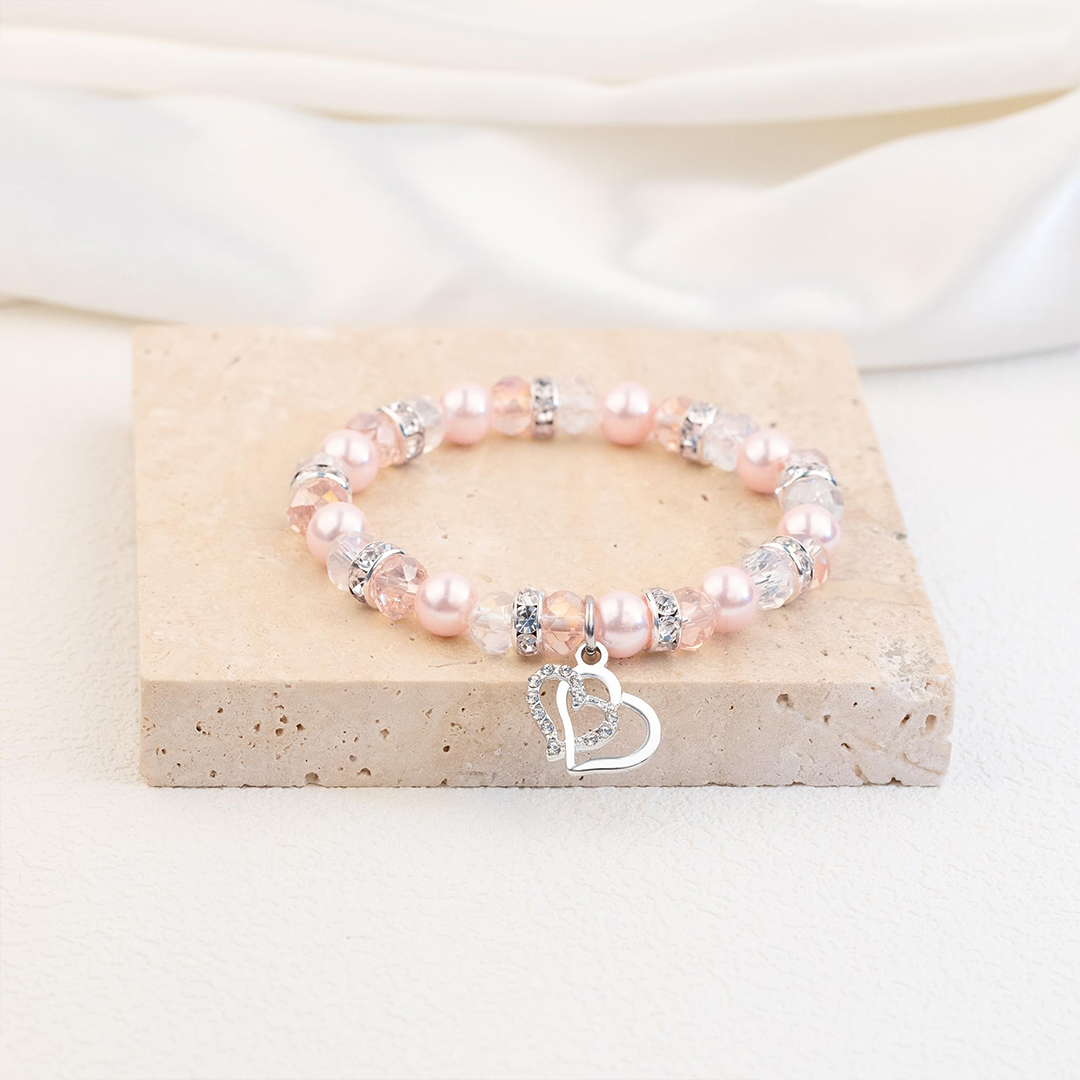 For Granddaughter- We Forever Link Together Pendant Pearl Bracelet