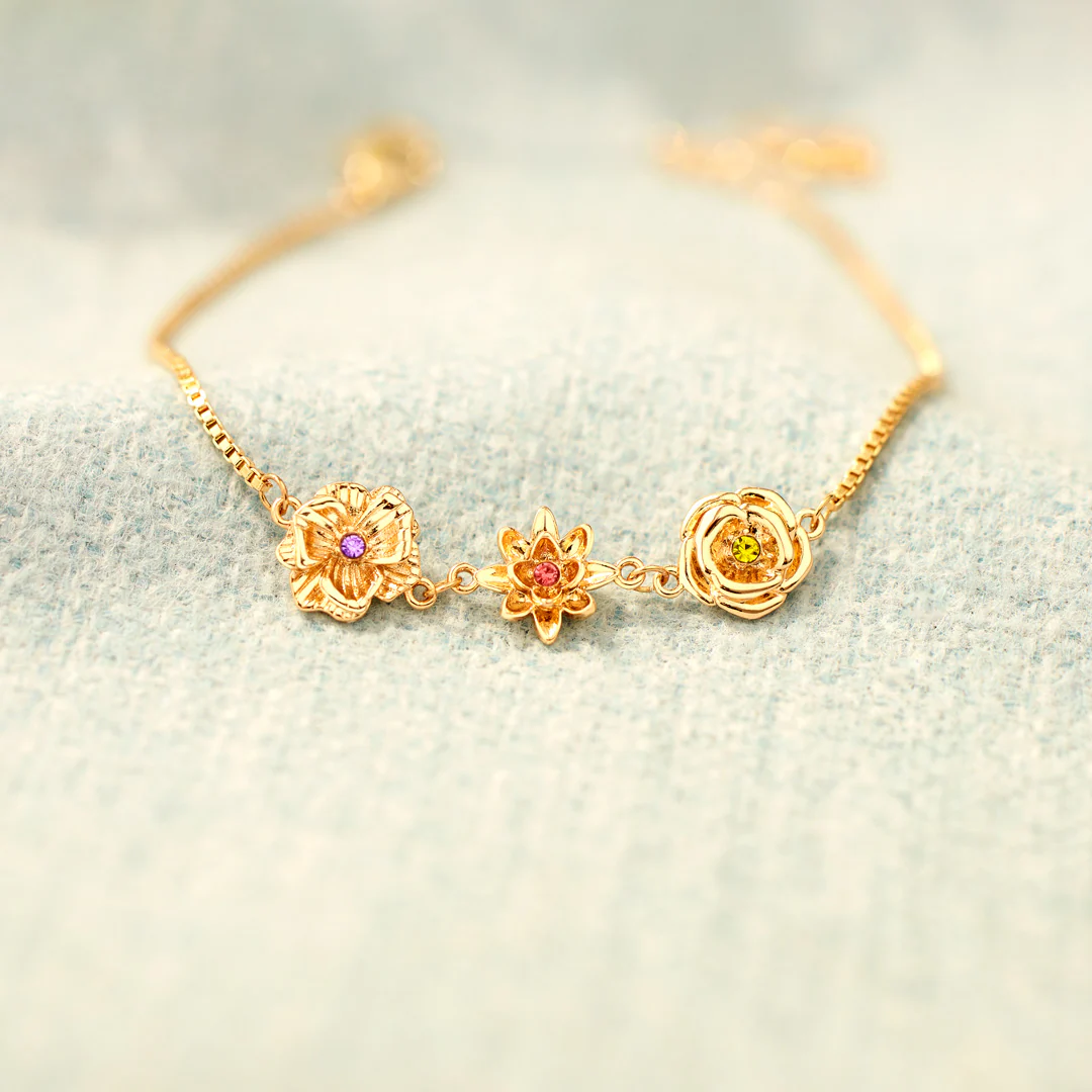 1-10 THREE-DIMENSIONAL BIRTH FLOWERS BRACELET