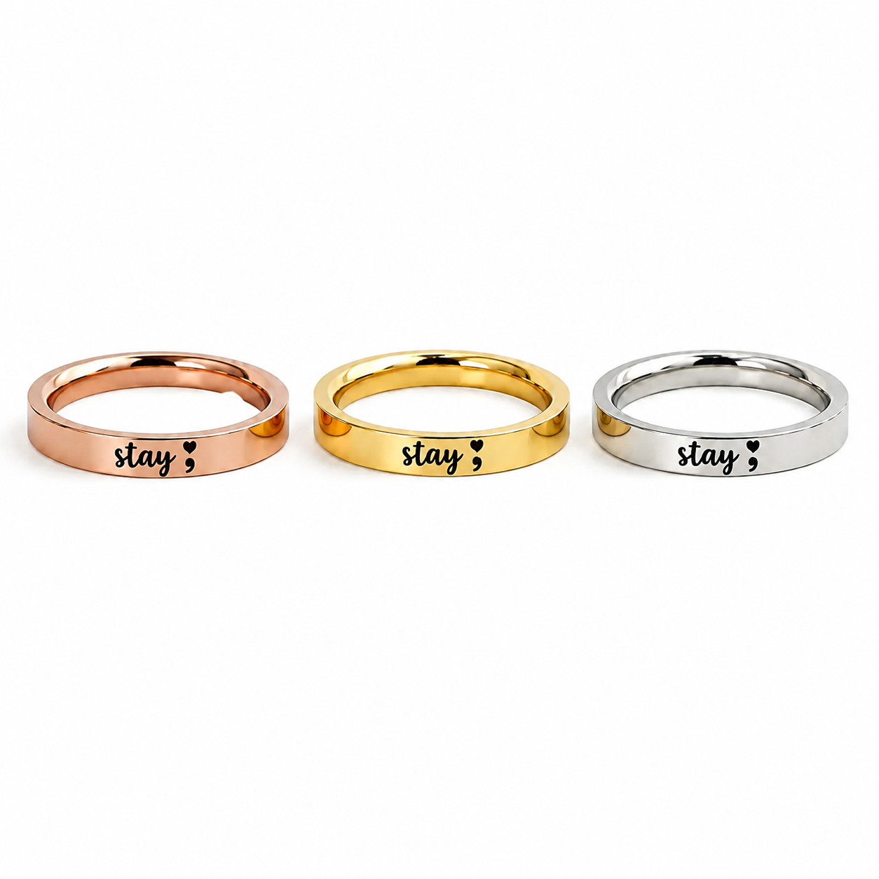 Stay Another Day Semicolon Ring – Suicide Prevention Awareness Jewelry